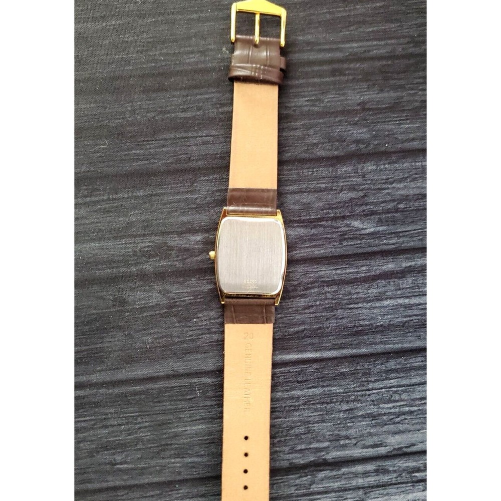 RARE Vintage Seiko NOS Men's Classic Tank‎ Barrel Gold Champaign Satin Dial - Picture 9 of 13
